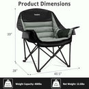 YOUTANIC OVERSIZED CAMPING CHAIR PORTABLE FOLDING CAMPING CHAIRS - BLACK/GRAY - Like New