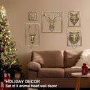 Newinhome Animal Heads Wall Decor 5pcs,Includes Metal Frame,Resin,Gold - Like New