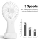 CHNLML HANDHELD RECHARGEABLE FAN PORTABLE MINI POCKET BATTERY POWERED - WHITE - Like New