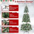 Goplus 6.5ft Pre-Lit Christmas Tree, Hinged Xmas Tree 420 LEDs Ribbons- Green - Brand New