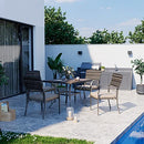 PAMAPIC OUTDOOR PIECE PATIO DINING SET, 4 CHAIRS + TABLE AND CHAIRS - BEIGE - Like New