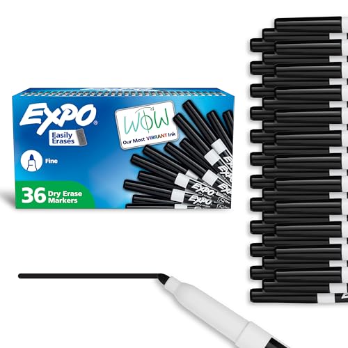 EXPO DRY ERASE MARKERS, LOW ODOR INK, FINE TIP, 36 COUNT ONE BOX - BLACK/WHITE - Brand New