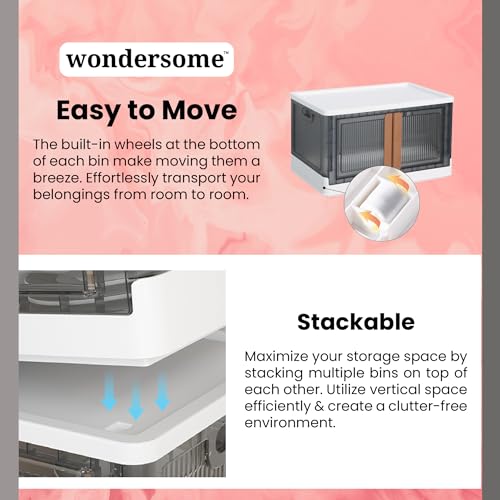 Wondersome Collapsible Storage Bins - 3 Pack of Large 8.5-Gallon/33.8-Quart - Brand New