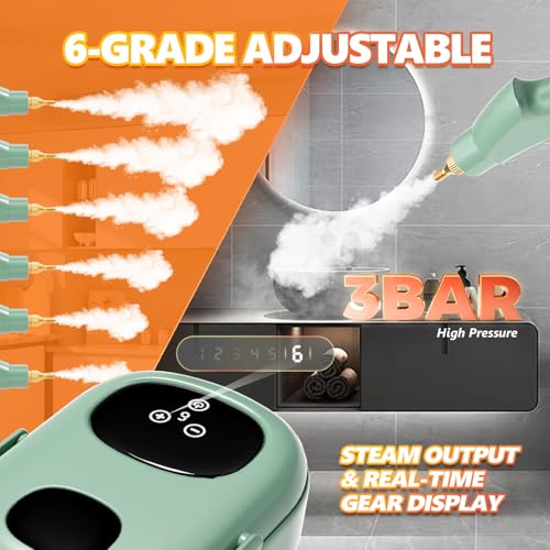 TWOOASES STEAM CLEANER HANDHELD 2500W HIGH PRESSURE STEAMER - GREEN - Like New