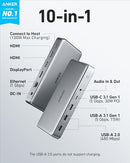 ANKER 10-IN-1 USB C DOCKING STATION DISPLAYLINK DOCKING STATION DUAL HDMI - Like New