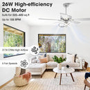 PARROT UNCLE 52" MODERN 3CCT INTEGRATED LED CEILING FAN LIGHT - CHROME/BROWN - Like New