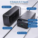 NUXGAL POWER 50000MAH POWER BANK, 18W PD USB-C QUICK CHARGE PORTABLE - BLACK - Like New
