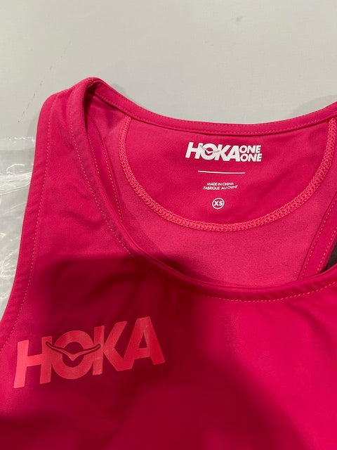 HOKA ONE ONE HOKA PINK XS FITTED TANK - SIZE: WOMEN XS - PINK - Brand New
