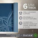 GAIAM YOGA MAT PERFORMANCE TPE EXERCISE & FITNESS MAT - SANGRIA/LAGOON - Brand New