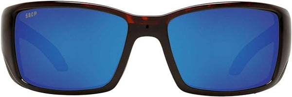 Costa Del Mar Blackfin Low Bridge Sunglasses Grey Blue Lense Mirrored/Tortoise Like New