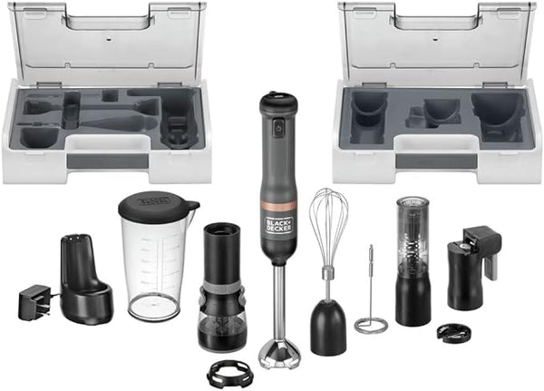 BLACK+DECKER Kitchen Wand Cordless Immersion Blender, 6 in 1 Multi Tool Set Grey Like New