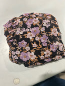 CECE WOMANS BLOUSE SHORT SLEEVE BLACK WITH FLOWERS - SIZE: M - BLACK/FLORAL - Like New