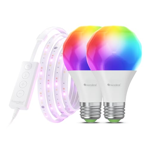 NANOLEAF ESSENTIALS MATTER BLUETOOTH LIGHTBULB (2PK) & LIGHTSTRIP 80" SMARTER - Like New