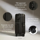 ANTLER SINGLE STRIPE CHECKED MEDIUM LUGGAGE 26X18X12 89L PPO-700106-M - BLACK - Like New