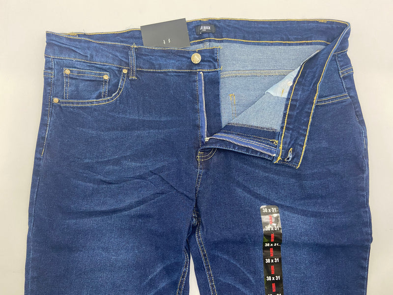 BLU ROCK MENS DENIM FLEX JEANS - SIZE: 38X31 - MEDIUM BLUE - Brand New