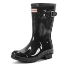 WFS1000RGL HUNTER WOMENS ORIGINAL SHORT GLOSS RAIN BOOTS BLACK SIZE 10 - Like New