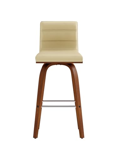 Armen Living Vienna Mid Century Modern Swivel Bar Stool - Cream Walnut - Like New