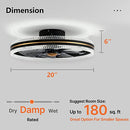 DIDER 20'' Flush Mount Ceiling Fan with Lights Remote Control B09P39FK1Q - Black - Brand New