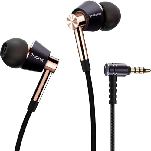 1MORE TRIPLE DRIVER IN-EAR EARPHONES HI-RES HEADPHONES HIGH FIDELITY - GOLD - Like New