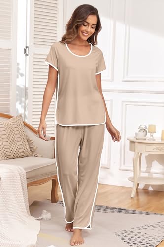 FKeep Stripe Pajamas Set Women Two Piece Nightwear Short Sleeve - Brand New