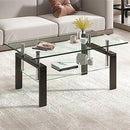 SMARTIK Glass Coffee Table Rectangle 2-Tier Tea Tables B0C9P7GHWX - Clear Top - Brand New