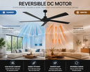 Eupholite 72" Ceiling Fan, Solid Wood Blades, No Light, ELCF72W5BLK02 - Black - Like New