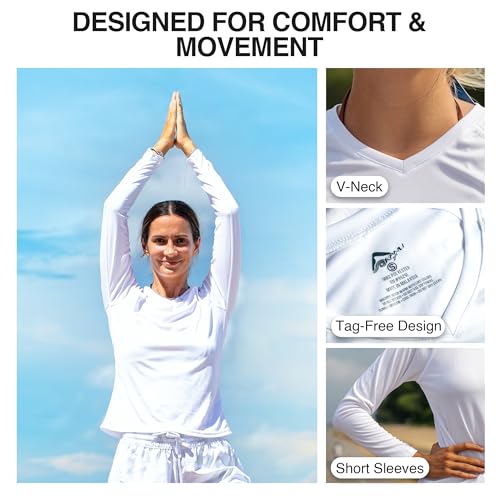 KANU SURF WOMEN UPF 50+ LONG SLEEVE ACTIVE SWIM TEE & WORKOUT TOP WHITE M - Brand New