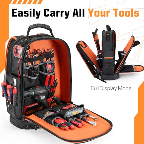 GOLKCURX TOOL BACKPACK HEAVY DUTY BACKPACK TOOL BAG 1680D GLKC-1680DBP - ORANGE - Like New