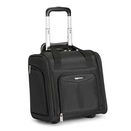 AMAZON BASICS UNDERSEAT CARRY ON WHEELS 14" ROLLING TRAVEL BAG - BLACK - Like New
