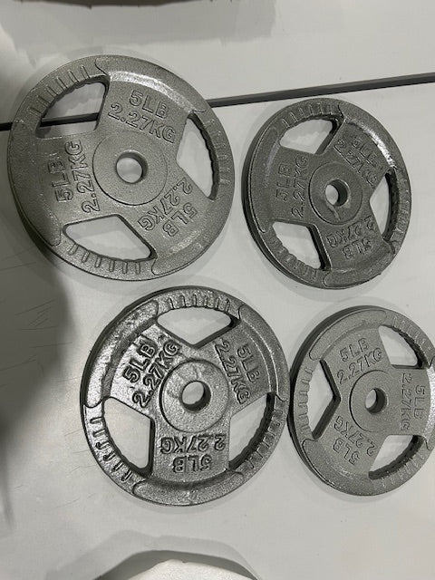 GENERIC CAST IRON 5 POUND WEIGHTS 4 PACK - GRAY - Like New