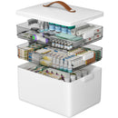 CTIME 3-Tier Medicine Organizer Portable Medicine Cabinet Leather Handle - White - Like New