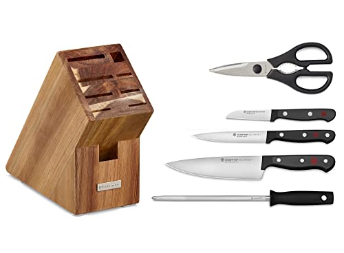 Wüsthof Gourmet 6-Piece Knife Block Set, Acacia Wood - Like New