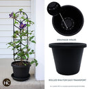 11.5" Round Classic Planter Plastic Plant Pot Indoor Outdoor B086MSDRCR - Black - Brand New