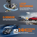 HUPEJOS 360° Dash Cam 4 Channel Front Rear Inside Camera FHD V7 - BLACK - Like New