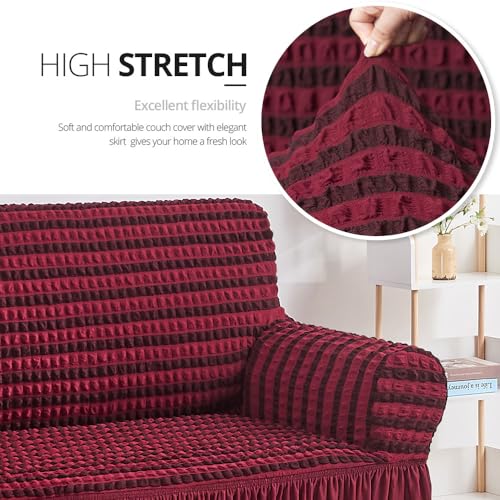 NICEEC Love Seat Slipcover Red Love Seat Cover 1 Piece Easy Fitted Sofa Couch - Like New