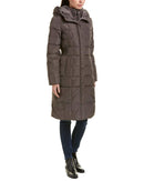 356SD700 COLE HAAN Women's Long Quilted Puffer Coat Down Jacket CARBON SIZE L - Brand New