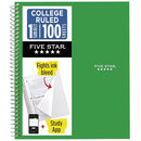 FIVE STAR 8.5"X11" 1 SUBJECT COLLEGE RULED NOTEBOOK - RETRO GREEN - Like New