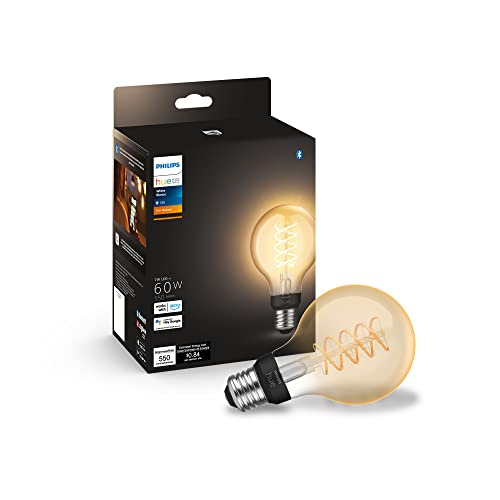Philips Hue Smart 60W G25 Filament LED Bulb Soft Warm White Light 1-Pack - Brand New