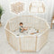 Comfy Cubs Baby Gate Playpen - 57 x 57 x 25 in, Extends Up to 228” - Pine Wood - Like New