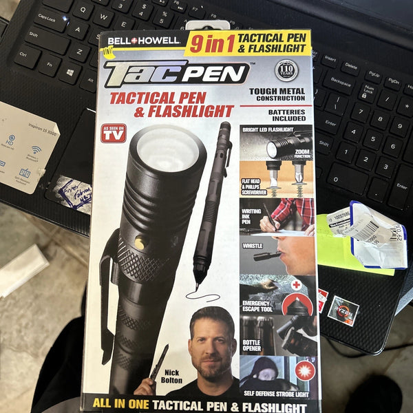 BELL + HOWELL NINE IN ONE TACKTICAL PEN & FLASHLIGHT - BLACK - Brand New