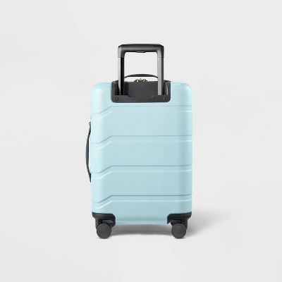 OPEN STORY HARDSIDE CARRY ON SPINNER SUITCASE - MUDDY AQUA - Like New