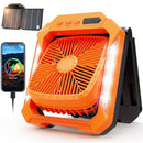 QARDOZ 26800MAH PORTABLE FAN RECHARGEABLE, LED LANTERN,3 SPEED,TIMER,ORANGE - Like New