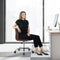 SMUG DESK CHAIR ARMLESS OFFICE CHAIR LEATHER SWIVEL GOLFBALL MID BACK - BROWN - Like New