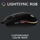 LOGITECH G203 WIRED GAMING MOUSE 8,000 DPI RAINBOW 910-005790 - BLACK - Like New