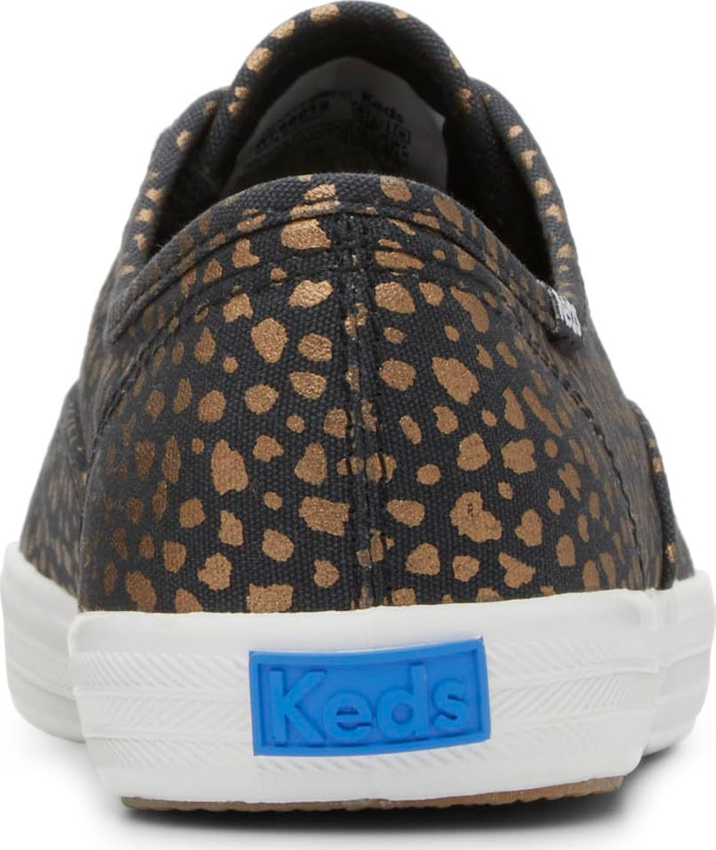 KEDS WOMEN'S CHAMPION CANVAS LACE UP SNEAKER - SIZE 7.5 - BLACK/BRONZE - Like New