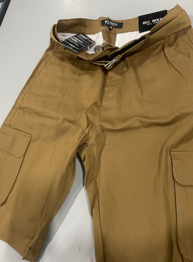 BLU ROCK NEW YORK 10" INSEAM CARGO POCKET W/BELT INCLUDED, SIZE: MEN 30 - TIMBER - Brand New