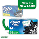 EXPO DRY ERASE MARKERS, LOW ODOR INK, FINE TIP, 36 COUNT ONE BOX - BLACK/WHITE - Brand New