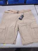 RUGGED TRAIL STRETCH FABRIC, CARGO SHORTS - SIZE: MEN 36 - LIGHT KHAKI - Brand New