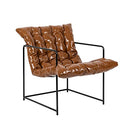 GIA MID CENTURY MODERN SLING ACCENT CHAIR BROWN PU LEATHER BLACK METAL BASE - Like New