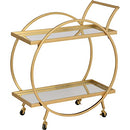 FIRSTIME & CO. GOLD ODESSA BAR CART, 2 TIER MOBILE MINI BAR, - Scratch & Dent
